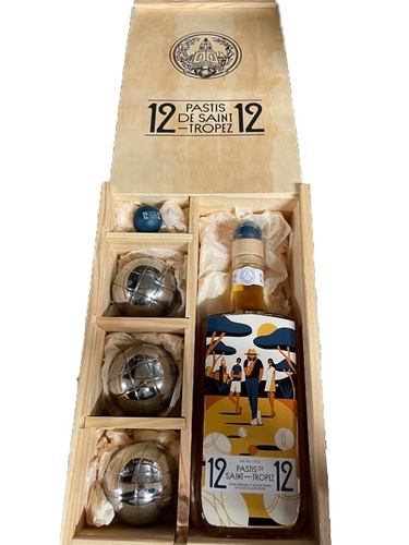 12/12 PASTIS DE SAINT TROPEZ 45% 70CL COFFRET PETANQUE
