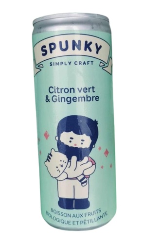 BOISSON NATURELLE PETILLANTE SPUNKY 25CL CITRON GINGEMBRE CANNETTE BIO