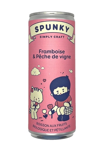 BOISSON NATURELLE PETILLANTE SPUNKY FRAMBOISE PECHE 25CL BIO