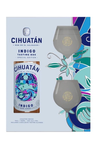 RHUM SALVADOR CIHUATAN 8ANS COFFRET 2 VERRES 40% 70CL